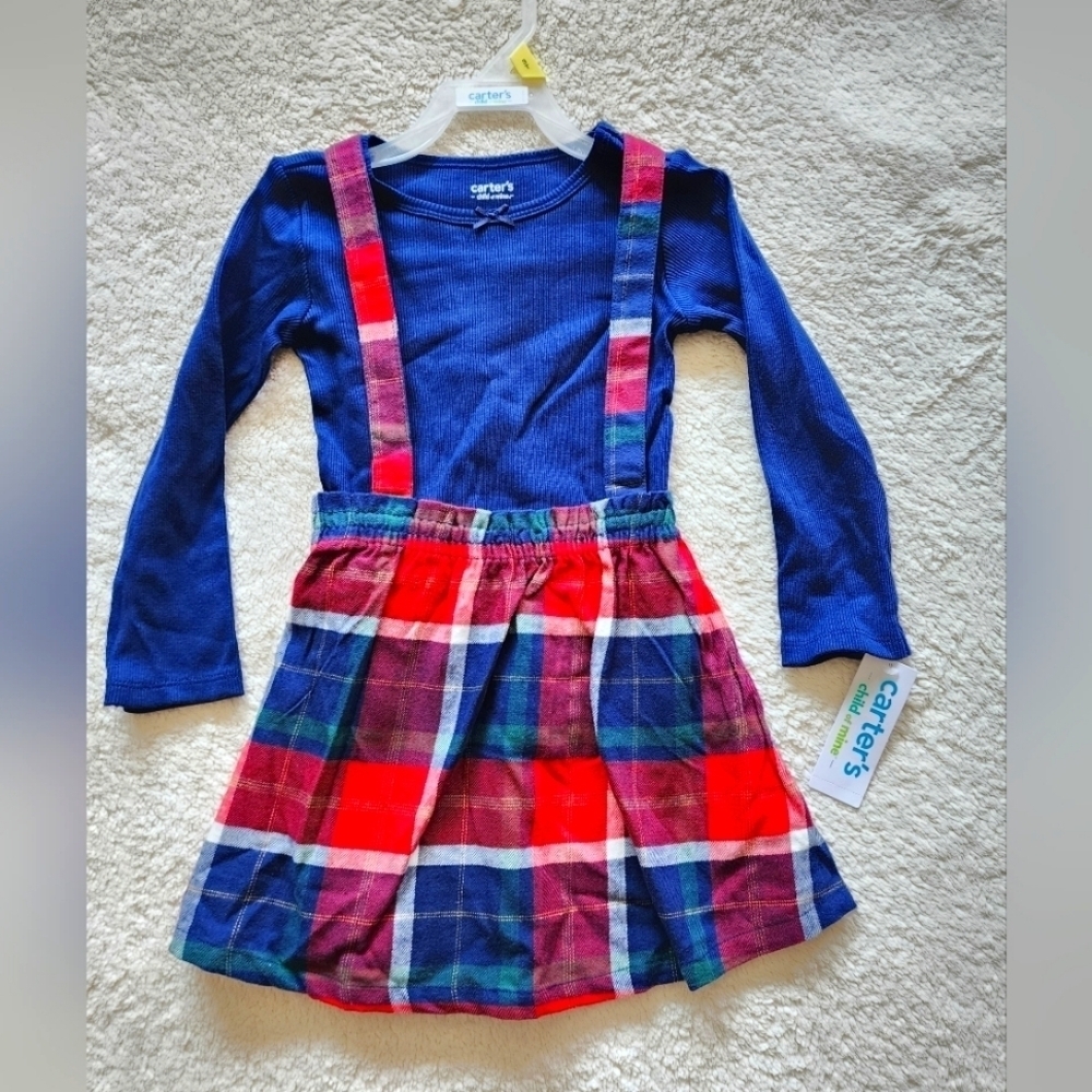 New Carter's toddler girl Christmas plaid Holiday Dress set, 2 piece, 3t 4t 5t